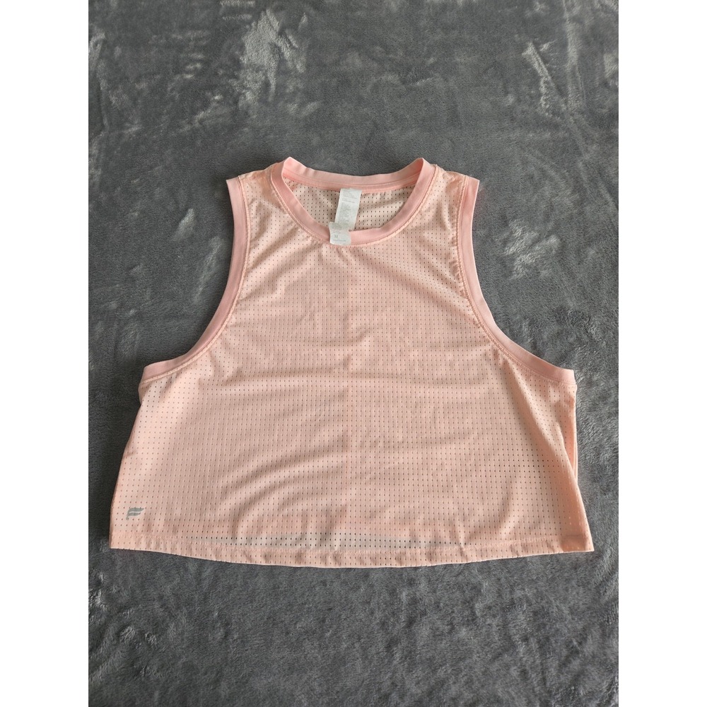 Fabletics Perforated Mesh Cropped Boxy Tank Light Pink Size M